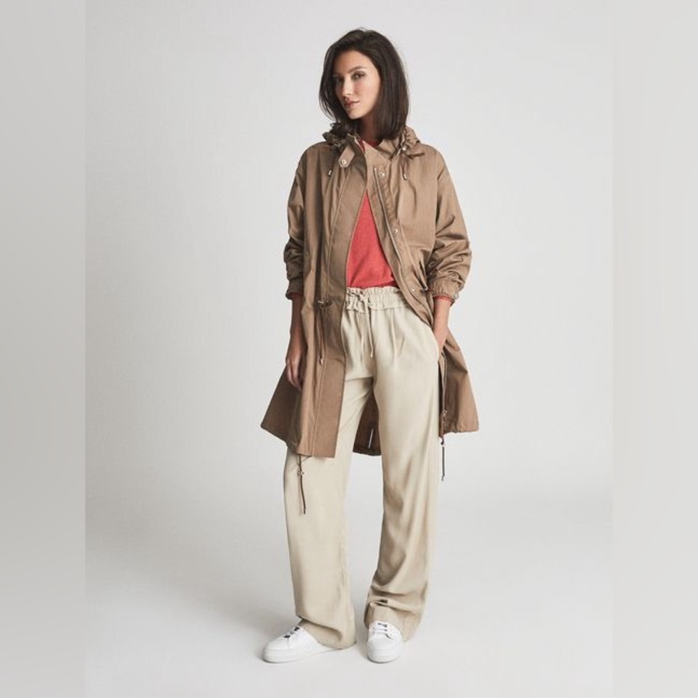 Reiss Camel Hooded Parka – Lightweight Rain Jacket – Women’s Large – NWT